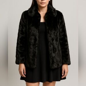 Black France Rabbit Fur Coat XL